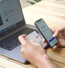 Person using smartphone for online payment